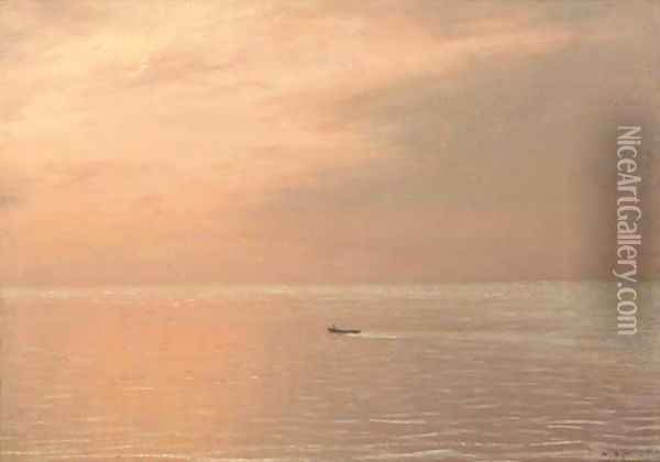 A rowing boat at sunset Oil Painting - Nikolai Nikanorovich Dubovskoi