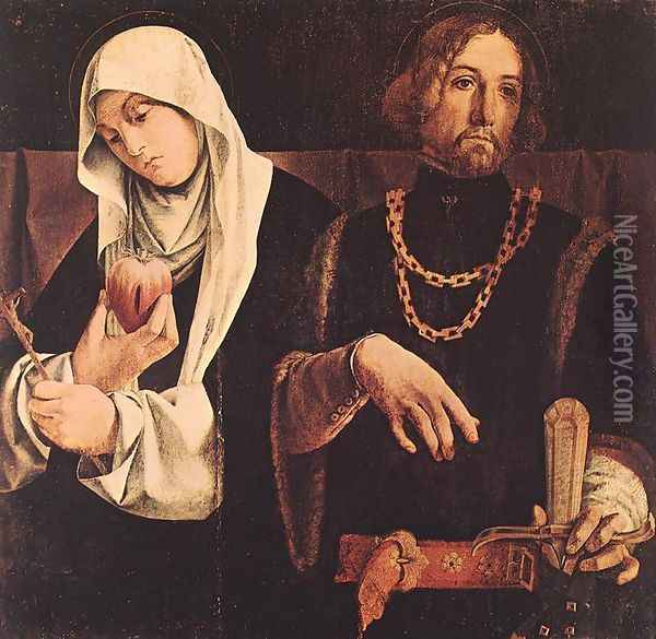 Sts Catherine of Siena and Sigismund 1508 Oil Painting - Lorenzo Lotto