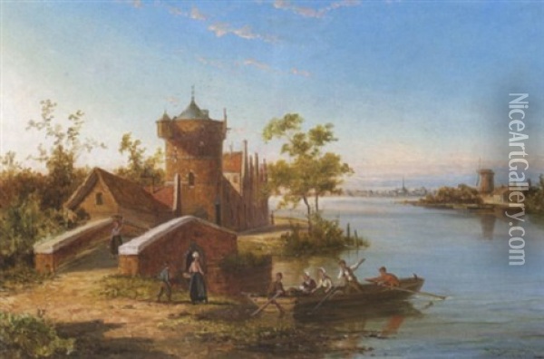 Hollandische Flusslandschaft Oil Painting - William Raymond Dommersen