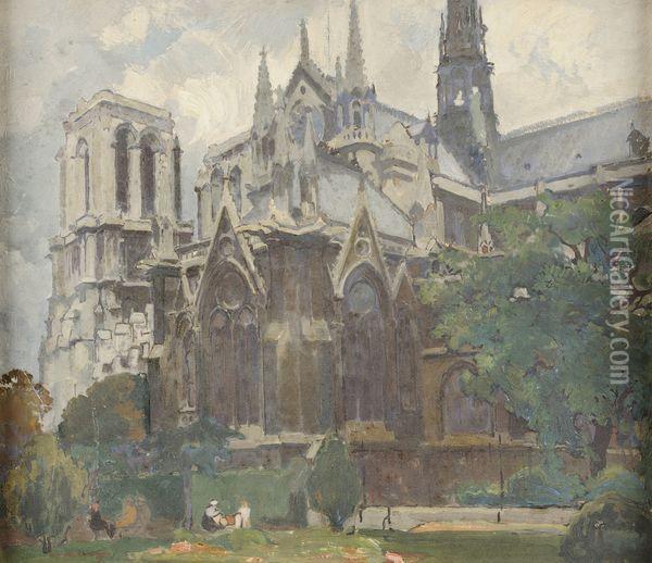 Vue De Notre Dame Oil Painting - Leon Cauvy