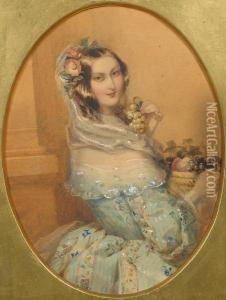 A Lady Oil Painting - Francois Theodore Rochard