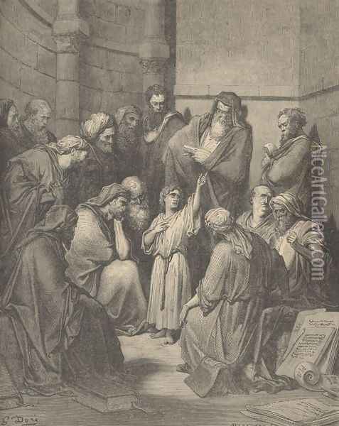 Jesus Questioning The Doctors Oil Painting - Gustave Dore