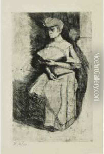 Signora Con Ventaglio Oil Painting - Umberto Boccioni