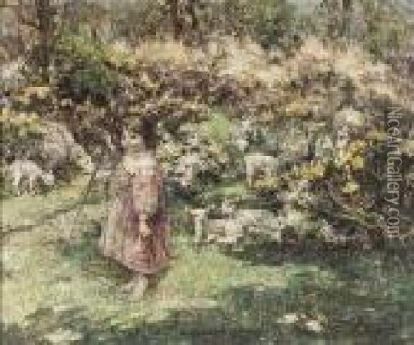 The Young Shepherdess Oil Painting - Edward Atkinson Hornel