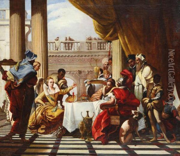 Banket Van Cleopatra Oil Painting - Giovanni Battista Tiepolo