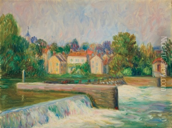 The Dam At Samois Oil Painting - William Glackens