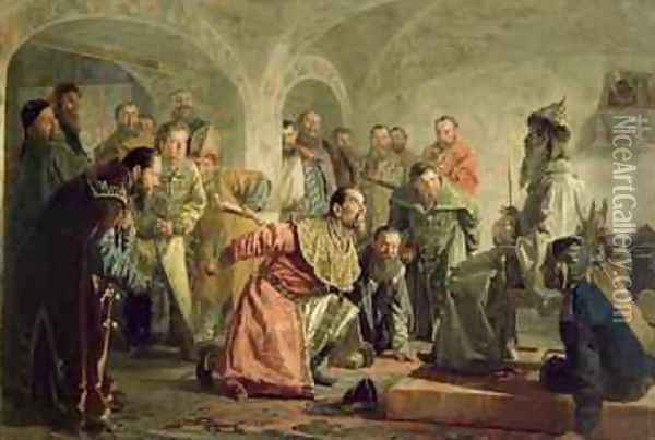 The Oprichnina at the Court of Ivan IV 1530-84 Oil Painting - Nikolai Vasilievich Nevrev