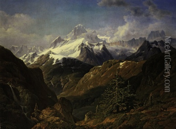 Hochgebirgslandschaft Oil Painting - Edmund von Woerndle zu Adelsfried und Weiherburg
