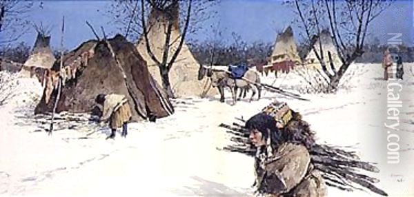 Winter encampment Oil Painting - Henry Farny