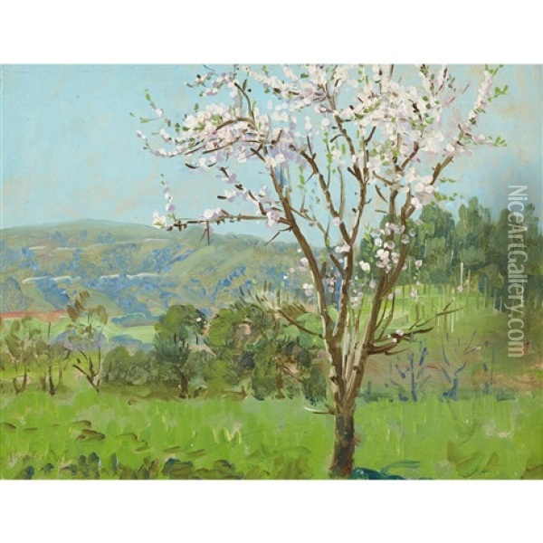 A Harbinger Of Spring, Almond Blossoms Oil Painting - Theodore Wores