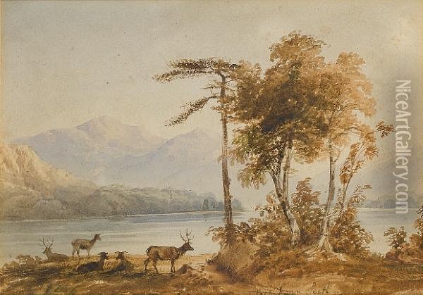 Loch Earn, Perth Oil Painting - Anthony Vandyke Copley Fielding