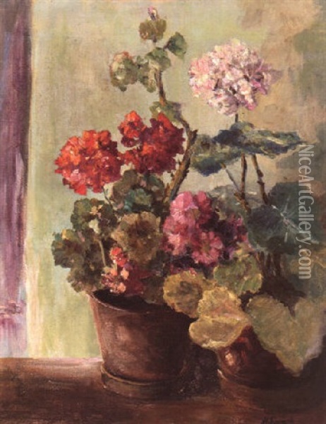 Pelargonien Oil Painting - Marie Egner