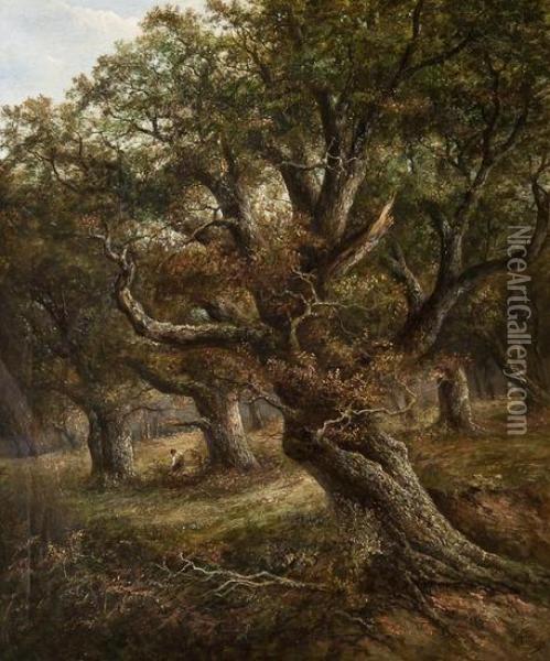 A Woodland Landscape Oil Painting - Joseph Thors