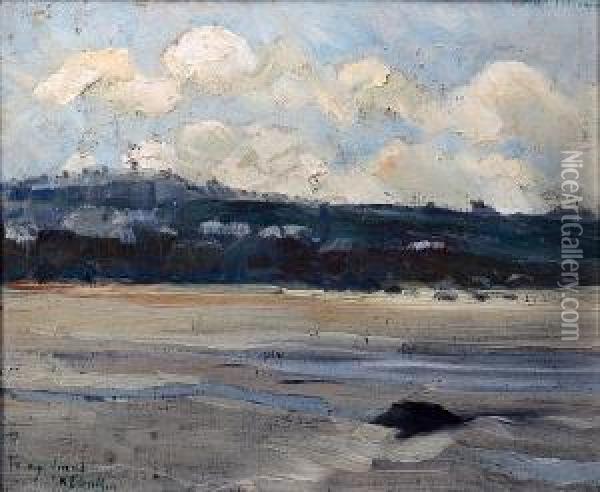 Coastal Scene, Porthmeor St Ives Oil Painting - William Holt Yates Titcomb