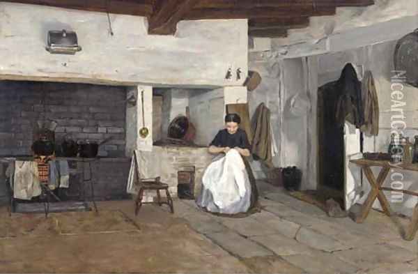 By the Hearth Oil Painting - William Verplanck Birney