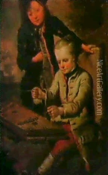 Der Kleine Musikant. Oil Painting - Johann Conrad Seekatz
