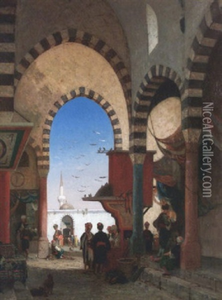 Marchand De Limonade Au Bazar De Constantinople Oil Painting - Germain Fabius Brest