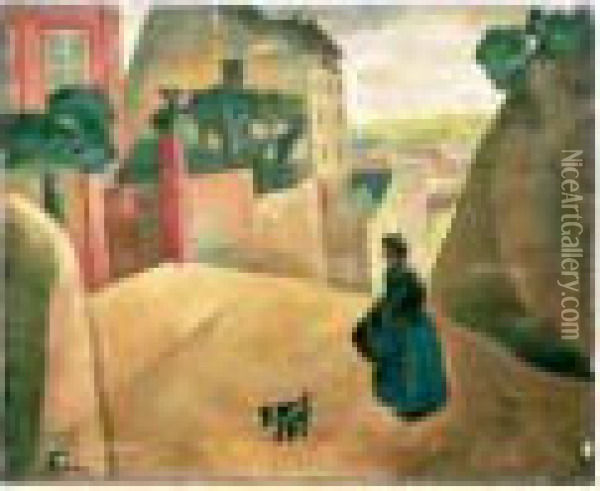 Femme Dans La Rue Oil Painting - Adolphe Feder
