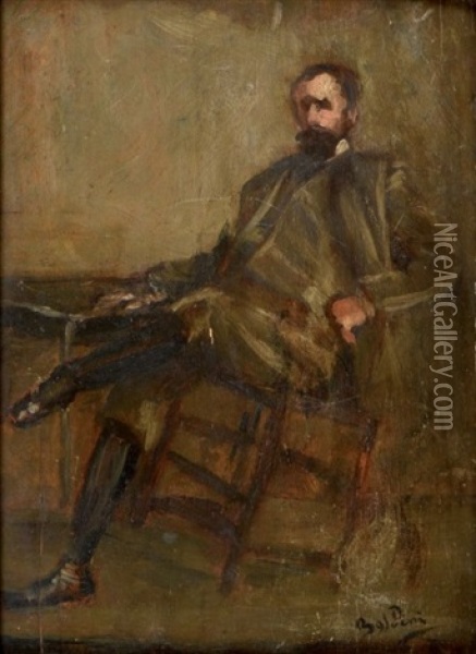Homme Assis Aux Bottes Noires Oil Painting - Giovanni Boldini