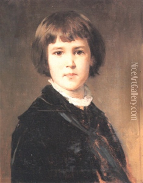 Portait Of The Artist's Son, Gustav Oil Painting - Heinrich von Angeli