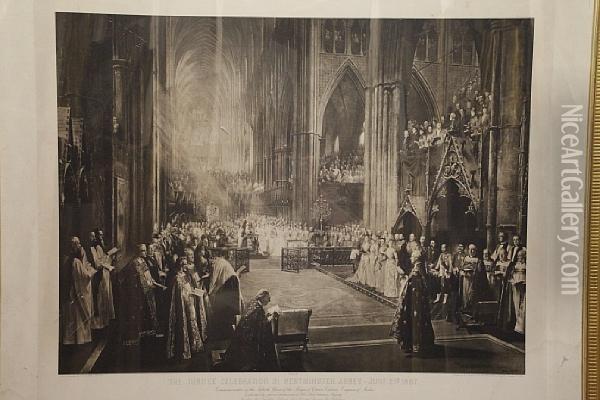 The Jubilee Celebration In Westminster Abbey Oil Painting - William Ewart Lockhart