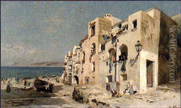 On The Marina, Capri Oil Painting - Bernardo Hay