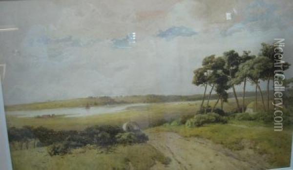 View On The River Blyth Oil Painting - Thomas Pyne
