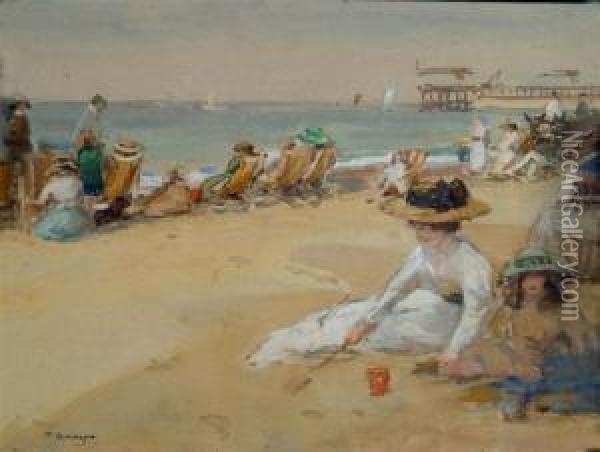 A Day At The Seaside Oil Painting - John Atkinson