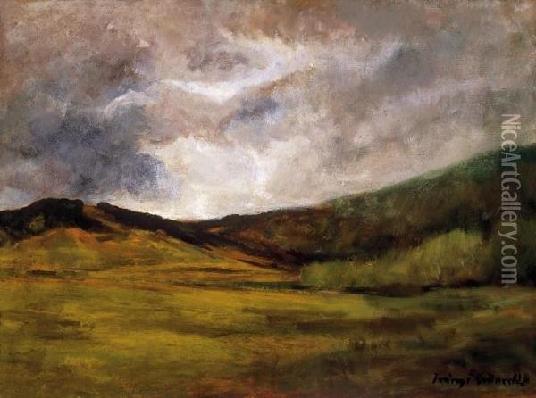 Cloudy Landscape Oil Painting - Bela Ivanyi Grunwald