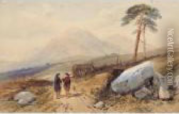 Highlanders On A Mountain Pass Oil Painting - Thomas Leeson Rowbotham