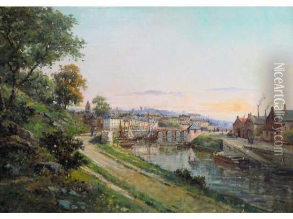 St Goustan Le Port D'auraz Oil Painting - Gustave Mascart