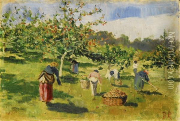 La Cosecha De Las Manzanas Oil Painting - Dario de Regoyos