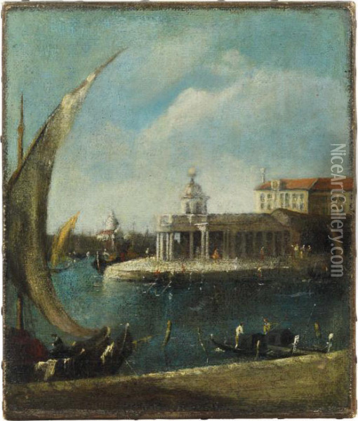 The Punta Della Dogana, Venice, The Giudecca And The Redentore Beyond Oil Painting - Francesco Guardi