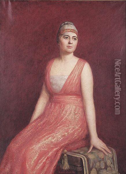 Portrait Of Mrs. Beatrice Schoelkopf Penn Oil Painting - Ercole Cartotto