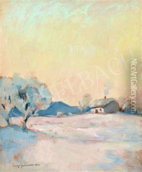 Winter Silence Oil Painting - Bela Ivanyi Gruenwald