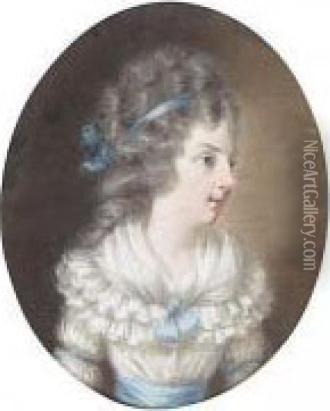 Portrait Of Miss Bathurst Oil Painting - Hugh Douglas Hamilton