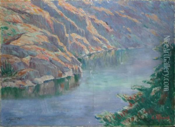 Les Falaises A Crozant Oil Painting - Eugene Alluaud