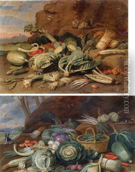 Natura Morta Con Verdure Oil Painting - Jan van Kessel the Elder