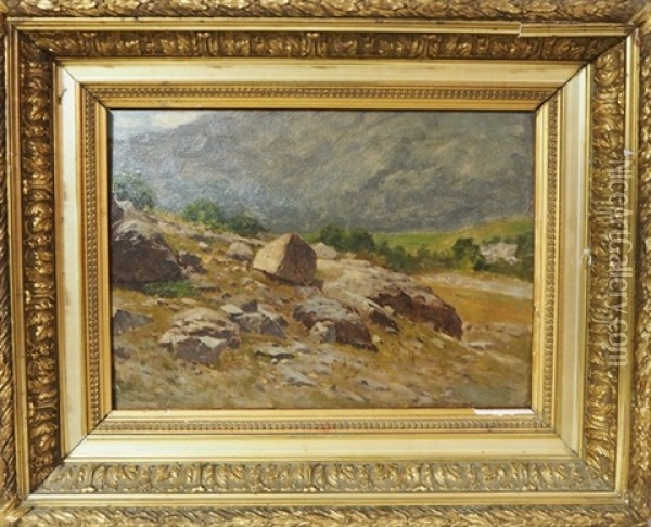 Paysage De Montagne Avec Rocher Oil Painting - Laurent (Abbe) Guetal