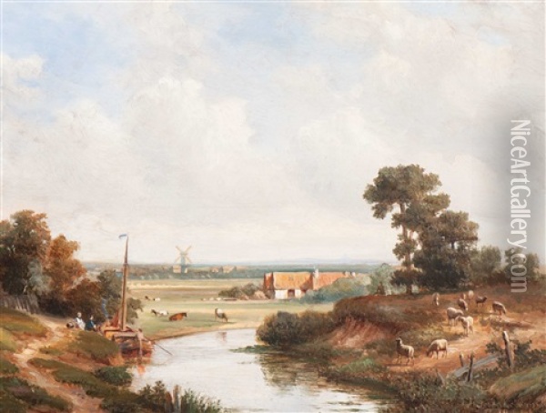 A Sunny Day At The Water Oil Painting - Jan Striening