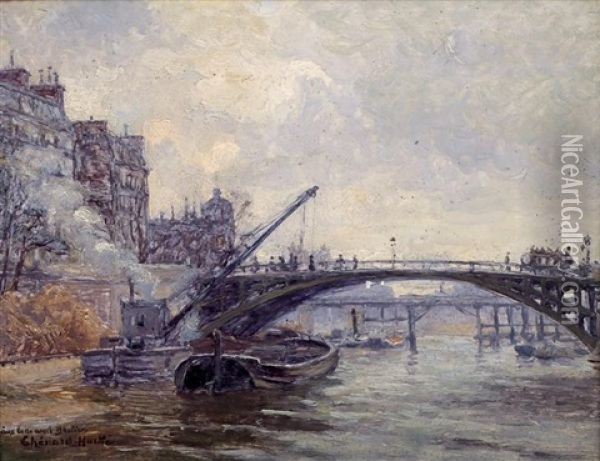 Bateaux A Quai Au Pont De Sully Oil Painting - Georges Chenard-Huche