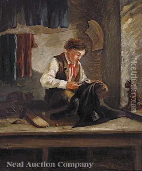 A Young Cobbler (+ A Tailor At Work; 2 Works) Oil Painting - Ferdinand Victor Leon Roybet