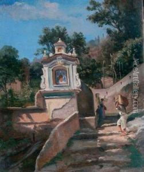 Paesaggio Con Figura Oil Painting - Teodoro Duclere