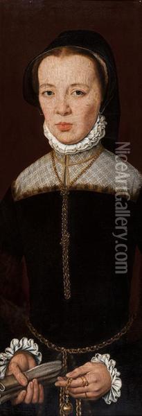 Portrait Of Louise Van Leyden Oil Painting - Willem Key