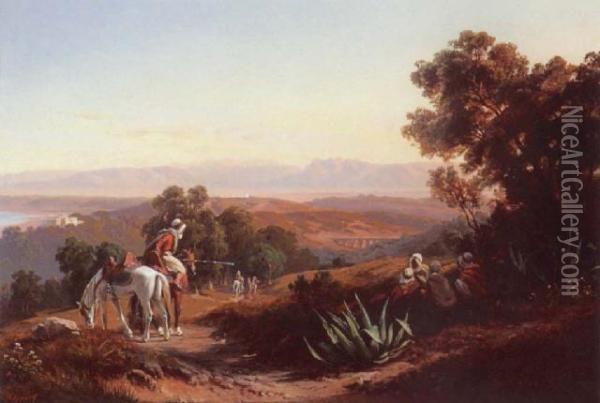 Bandits On A Mountain Track Oil Painting - Curtius Grolig