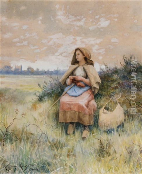 The Little Shepherdess Oil Painting - Daniel Ridgway Knight