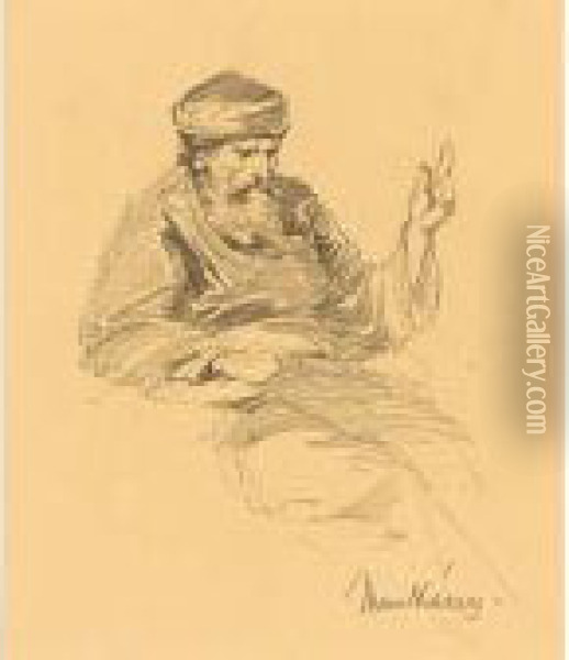 Study Of An Arab Man; Together With Five Other Studies Of The Artist, All Signed Oil Painting - Mihaly Munkacsy
