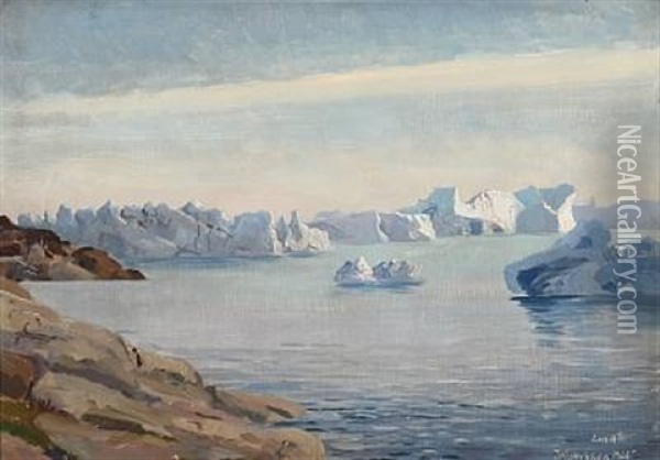 View From Jacobshavn On Greenland Oil Painting - Emanuel A. Petersen