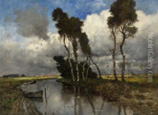 Bachlandschaft Mit Birken Oil Painting - Karl Heffner