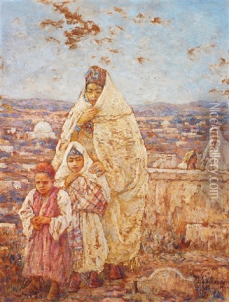 Famille Arabe Sur La Terrasse Oil Painting - Louis Auguste Girardot